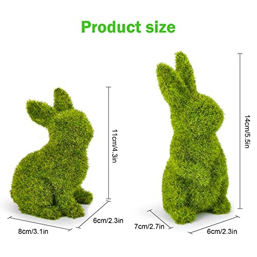 Easter Bunny Decorations,Resin Moss Bunny Figurine,Garden Artificial Small-2pcs gallery