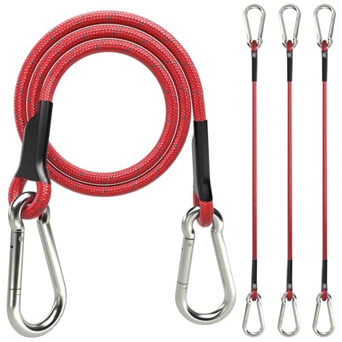 24 Inch Bungee Cords with Stainless Steel Carabiner, Heavy Duty 24inch Red gallery