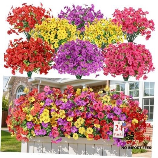 Bundles Artificial Flowers for Outdoors Decoration, 24 Red Rose Purple Yellow