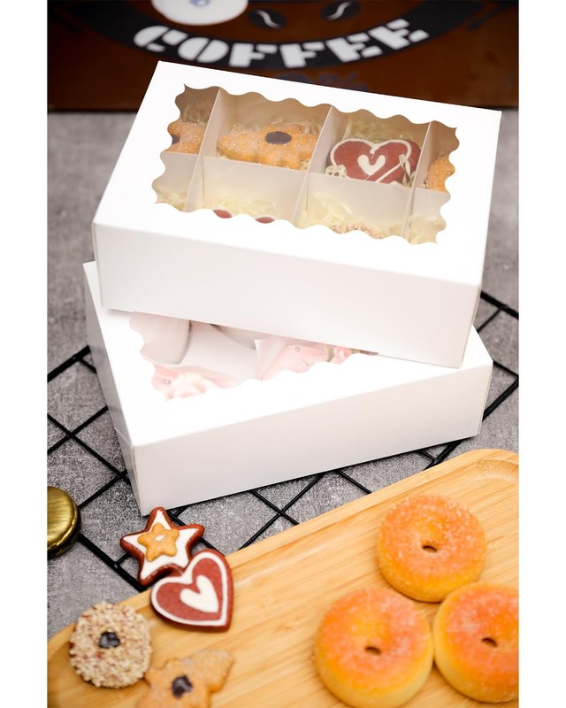 30 Pack White 6 Cupcake Boxes Window Auto-pop 9x6.1x3.3 Inch Bakery Carrier gallery