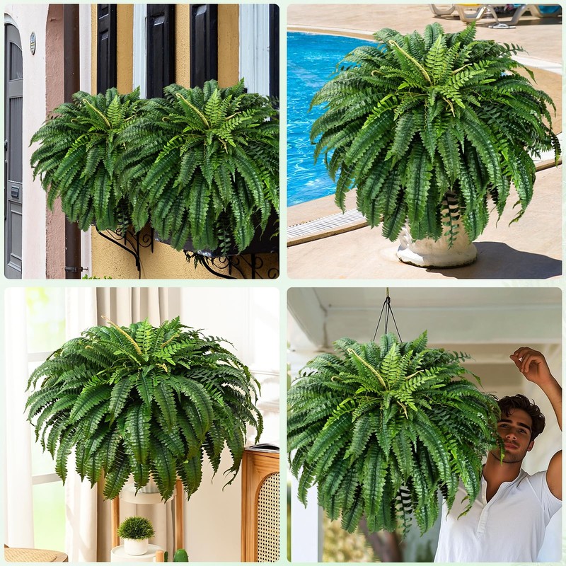 Martine Mall 2Pcs 48/ 88 Leaves Xxl Large Fake Ferns Artificial Ferns For gallery