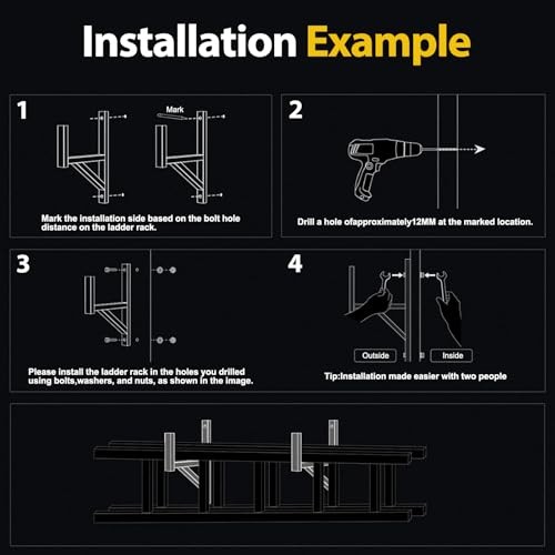 Rack Heavy Duty Side Mount Trailer Ladder Rack with Rubber Pads Bungee Cords 4 gallery