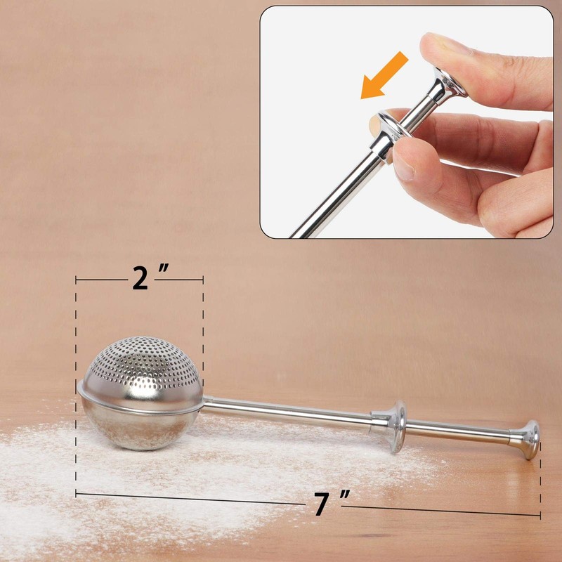 HULISEN Flour Duster for Baking, One-Handed Operation, 304 1 Pack, Silver gallery