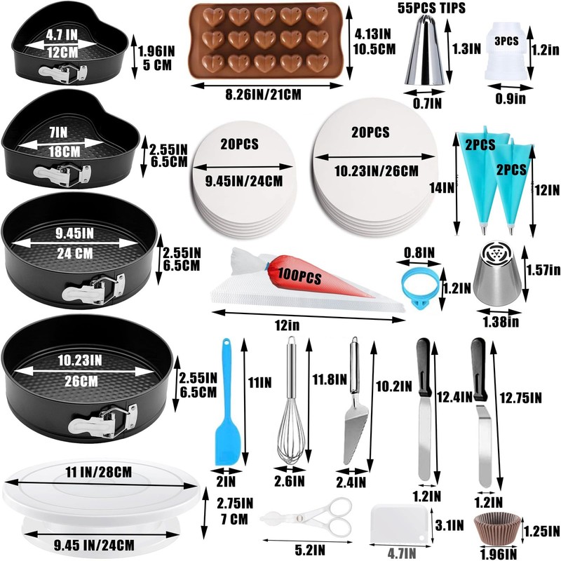 540PCS Cake Decorating Kit Baking Supplies with 4 Springform Pans, Rotating ... gallery