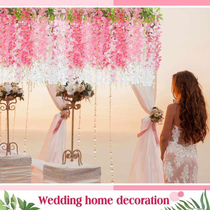 Thiccywoov 36 Pcs Wisteria Hanging Flowers 3.6 Feet Artificial Fake Wisteria gallery