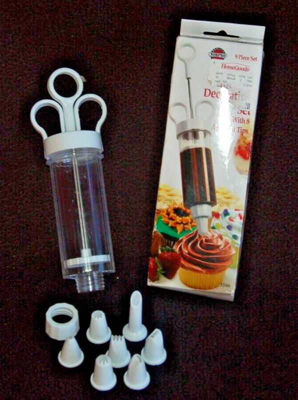 Norpro Cupcake Injector Decorating Set ~ Plastic w Plunger Action ~ 7 Tips