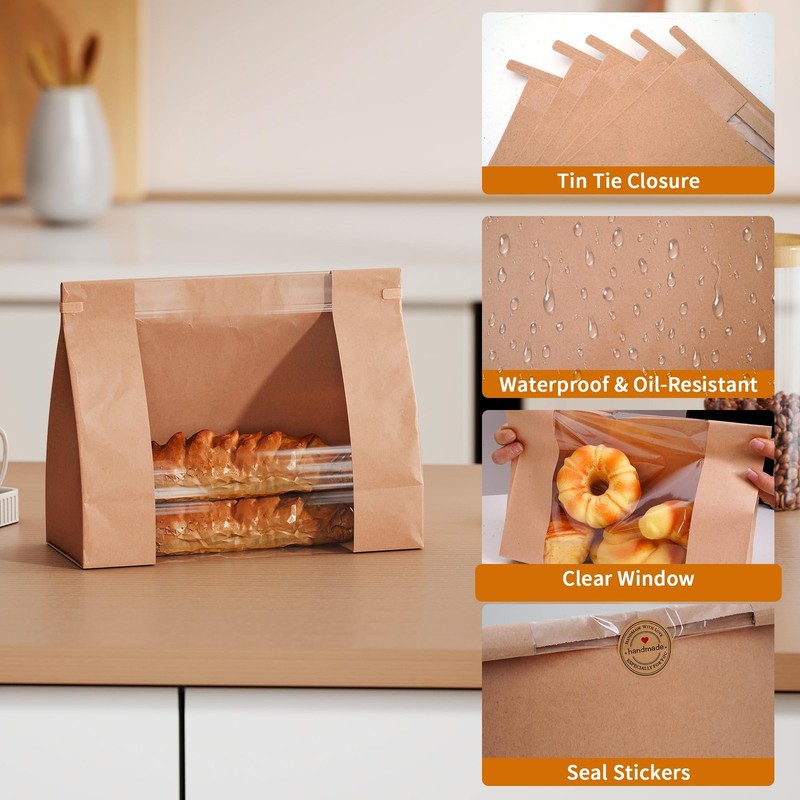 Bread Bags with Window – 100 Pcs Sourdough Homemade Bread Bags, 10.24×4.33×10... gallery
