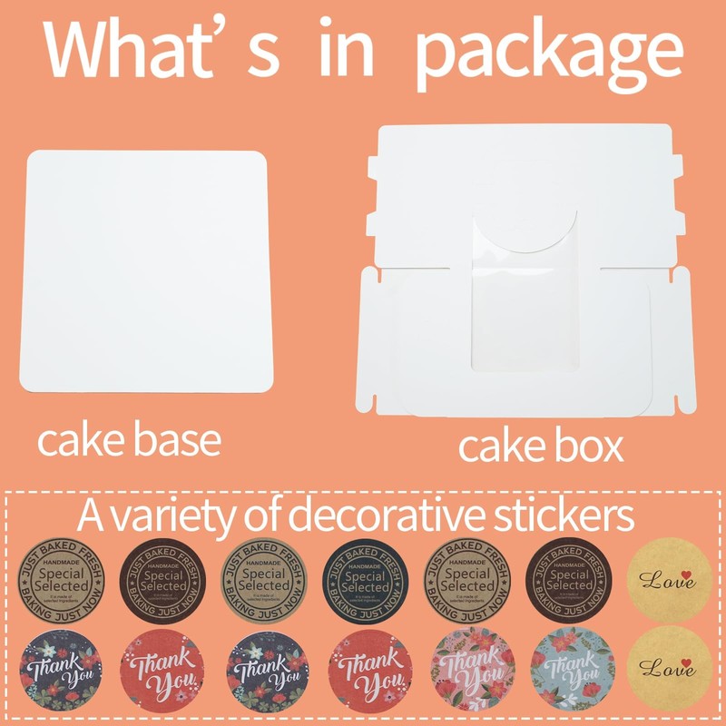 20Pcs 5×5×4 Inches Mini Cake Boxes-Solid White with Carry Handles and Cake Bo... gallery