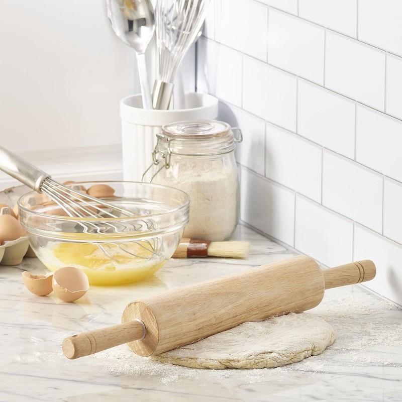 FARBERWARE Classic Wood Rolling Pin, 18-Inch Hardwood Dough Roller for Baking gallery