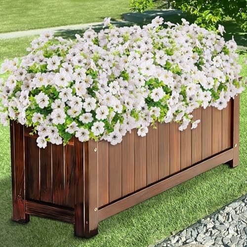 Artificial Flowers for Outdoor, Fake Plastic Plants for 24 Bundles Light White