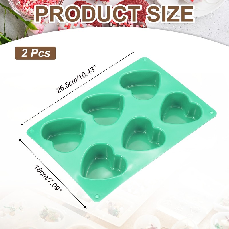 3D Silicone Chocolate Heart Mold, 2-Piece (Green) gallery
