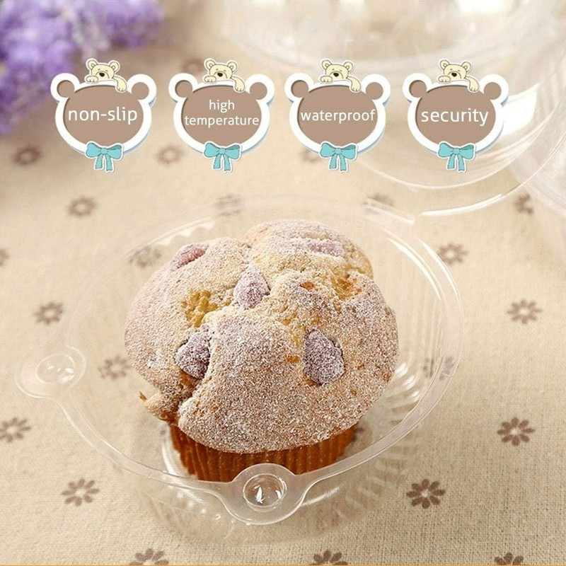50 Count Classic White Disposable Cupcake Dome Holders for Muffin Displays gallery