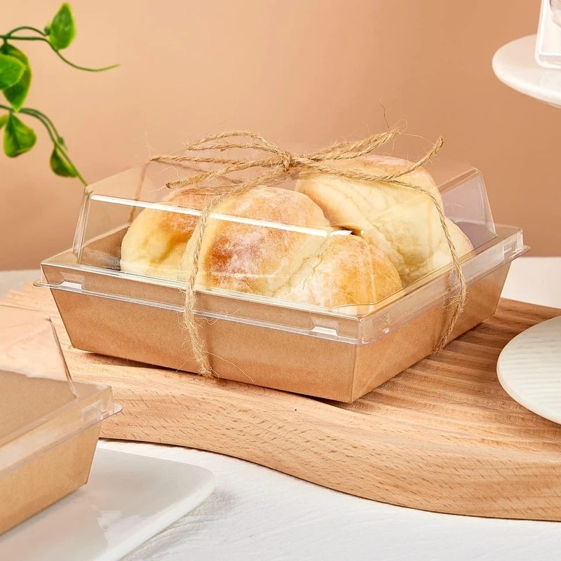 50 Pack 5 Inch Paper Charcuterie Boxes with Clear Lids, Square To Go Cake Sli... gallery
