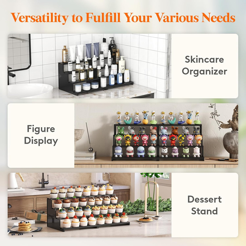 12 Inch Perfume Organizer Black Display Riser Shelf for Makeup Skincare Nail gallery