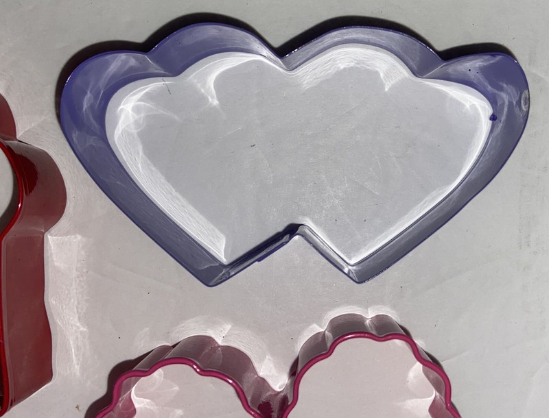 4 Metal Valentine Heart Cupcake Flower Shaped Cookie Cutter Set Love Red Pink gallery