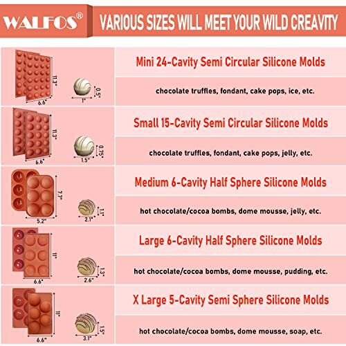 Large 6-Cavity Semi Sphere Silicone Mold, Half Sphere Silicone Semi Sphere Mold gallery