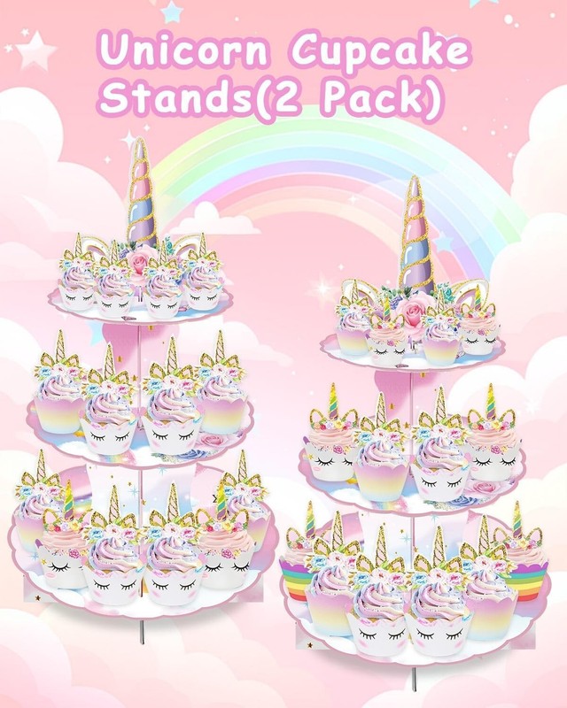 2 Pack Mermaid Cupcake Stands,3-Tier Under The Sea Mermaid Tail Toppers gallery