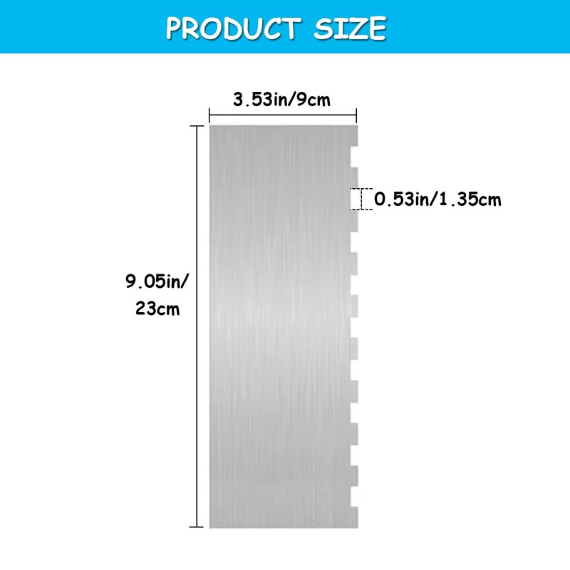 9 Inch Stainless Steel Cake Scraper Cake Decorating Tools Sided Patterned Edg... gallery