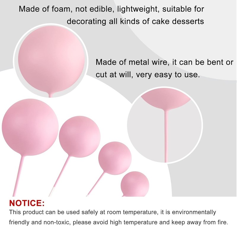 32 Pcs Ball Cake Topper Decorations Mini Balloons Cake Topper Sticks Foam Balls gallery