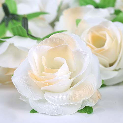 Kesote 50pcs Mini Cream White Roses Artificial Flowers Bulk, 1.6" Small Silk gallery