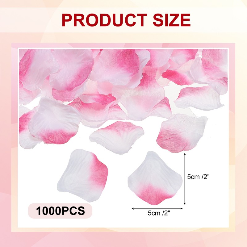 1000Pcs Artificial Rose Petals Silk Flower Decoration, Fuchsia White gallery