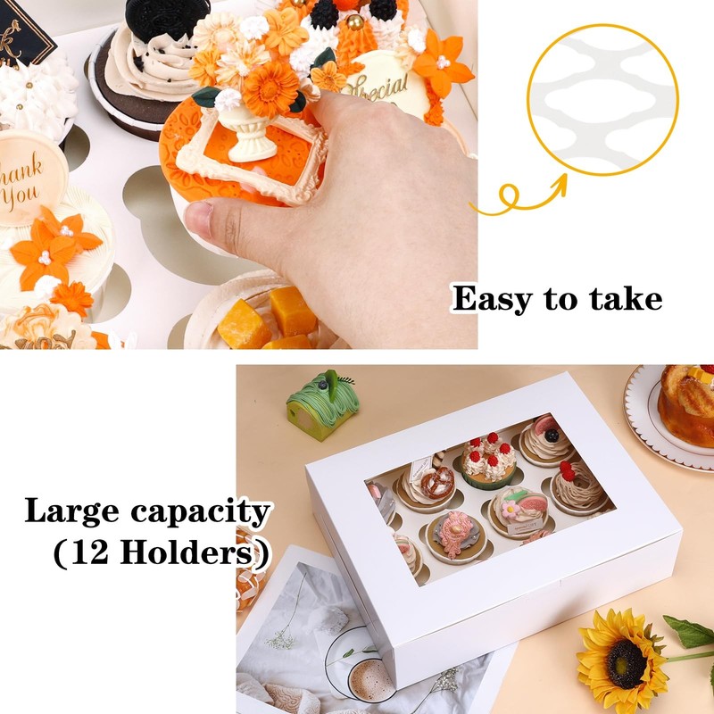 60PCS Cupcake Boxes with Window,Hold 12 Count Graduation Cupcake Containers f... gallery