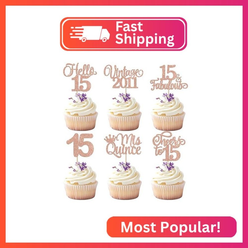Rsstarxi 24 Pack Vintage 2011 Cupcake Toppers Hello Mis Qunice 15 Fabulous Cupca