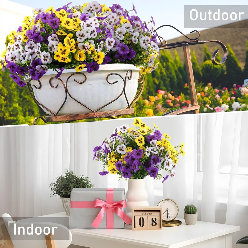 18 Pcs Artificial Fake Pansy Flowers Outdoor Realistic Silk Spring Flowers Home gallery