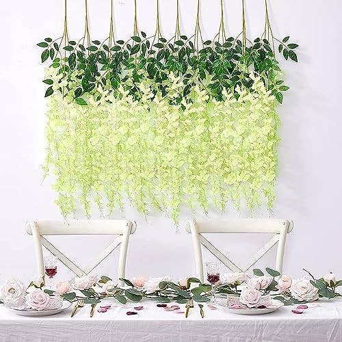 12 Pack Wisteria Hanging Flowers Garland, 3.77 Feet Artificial 12 PCS Green gallery