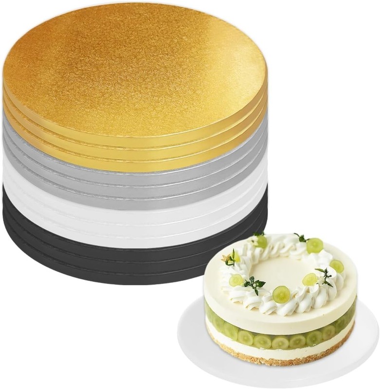 12 PCS 10 Inch Oil-Proof Cake Drums - Elegant White, Gold, Silver & Black gallery