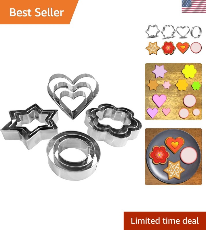 Ultimate 12-Piece Heart, Star & Flower Cookie Cutters – Precision Baking Tools