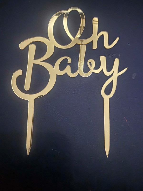 *(13) 1 pcs GOLD or PINK "OH BABY" CAKE TOPPER, birth, baby, mother gallery