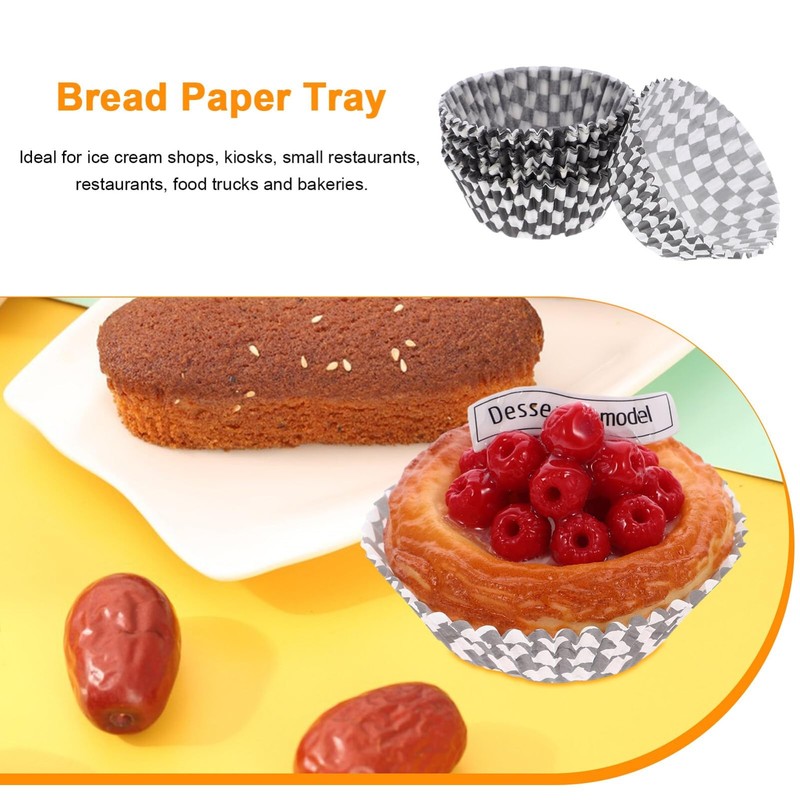 100 PCS Black White Checkered Cupcake Liners Baking Cup Wrappers 2.95 Inch gallery