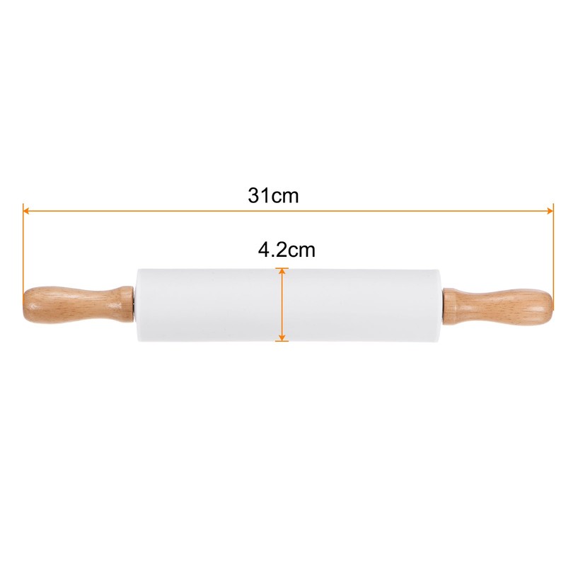2pcs Silicone Rolling Pins for Baking 31cm x 4.2cm, White gallery