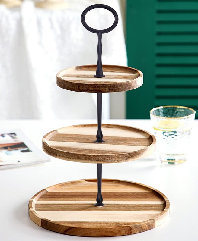15 Inches 3-Tier Cupcake Black Stand Hardware Fittings, Metal Mold Oval Holde... gallery