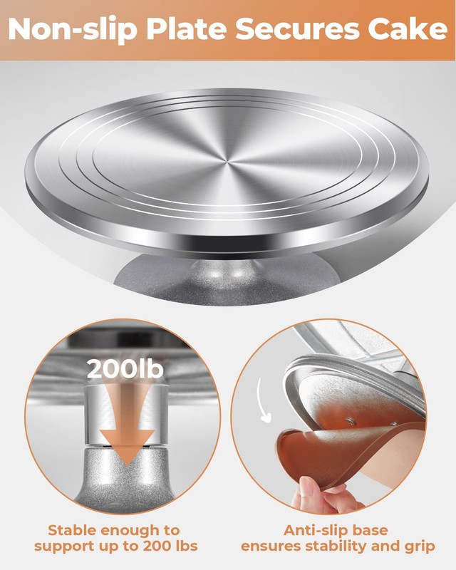 Kootek Aluminium Alloy Revolving Cake Stand 12 Inch Rotating Cake Turntable f... gallery