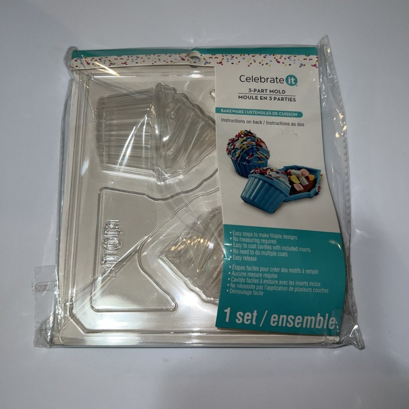 Celebrate It 3-Part Mold For Hot Chocolate Bombs Or Desserts- Cupcake shape