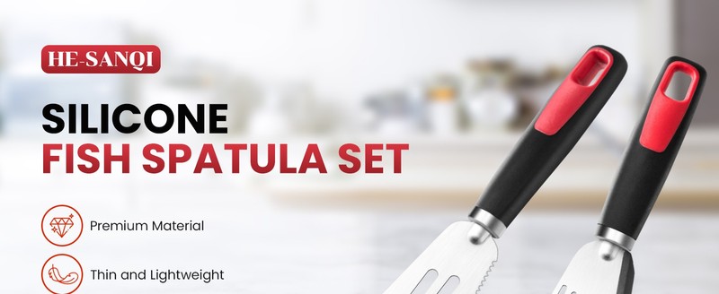 Fish Spatula Turner Set of 2, 600ºF Heat Resistant Silicone Spatulas for gallery