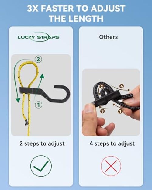 6 Pcs Flat Adjustable Bungee Cords with Hooks, 3X Faster to 48 Inch Yellow gallery