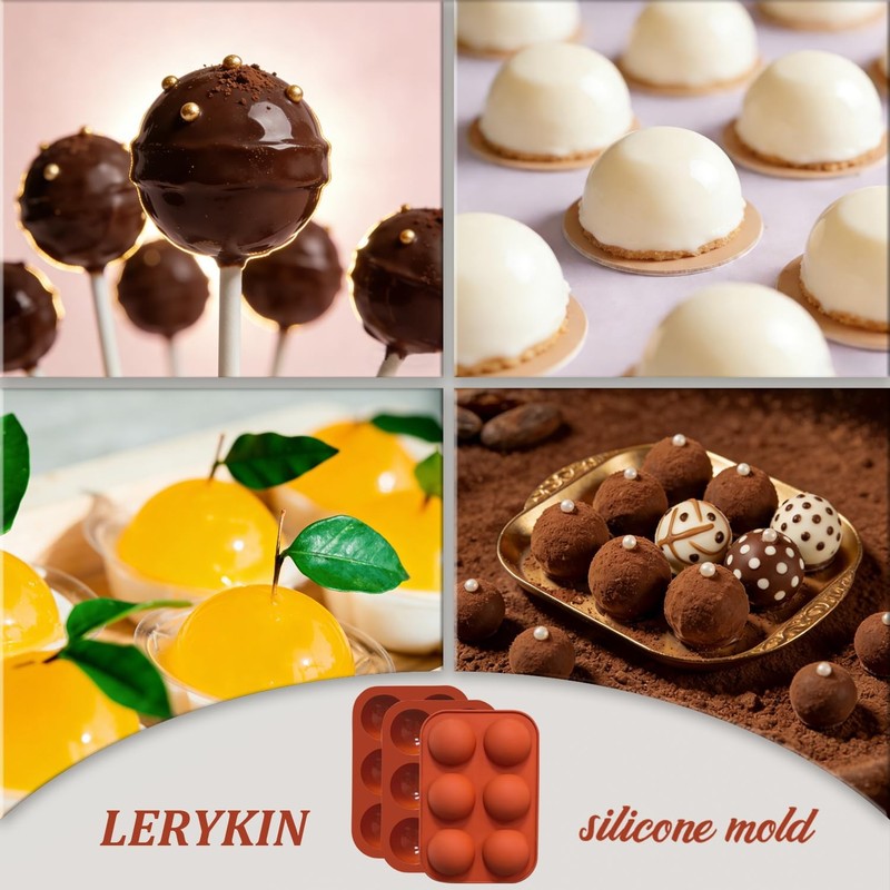 6 Holes Medium Semi Sphere Silicone Molds, 3 Packs Half Sphere Silicone Bakin... gallery