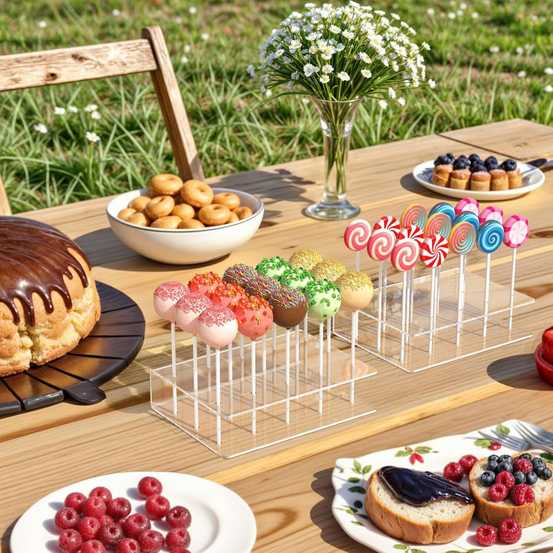 2 Pack Cake Pop Stand with Sticks Kit, Acrylic Lollipop Hold Stand, Clear Cake P gallery