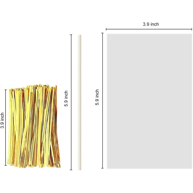 Cake Pop Supplies 360 Pack Sticks Bags Twist Ties Candy Making Packaging New gallery