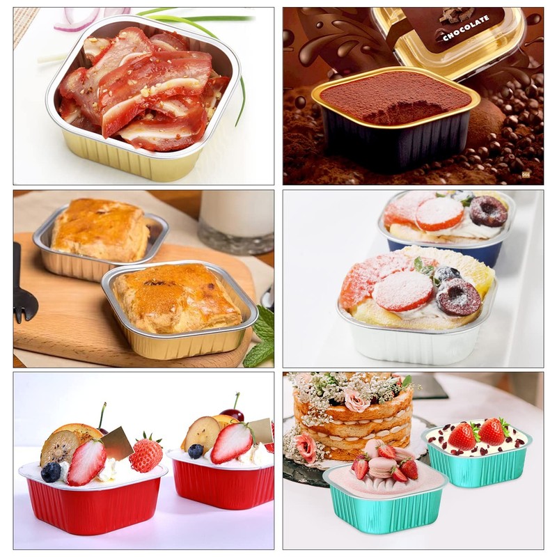 120pack 5oz Mini Cake Tins Cupcake Pan with Lids,Aluminum Foil Baking Cups,Di... gallery