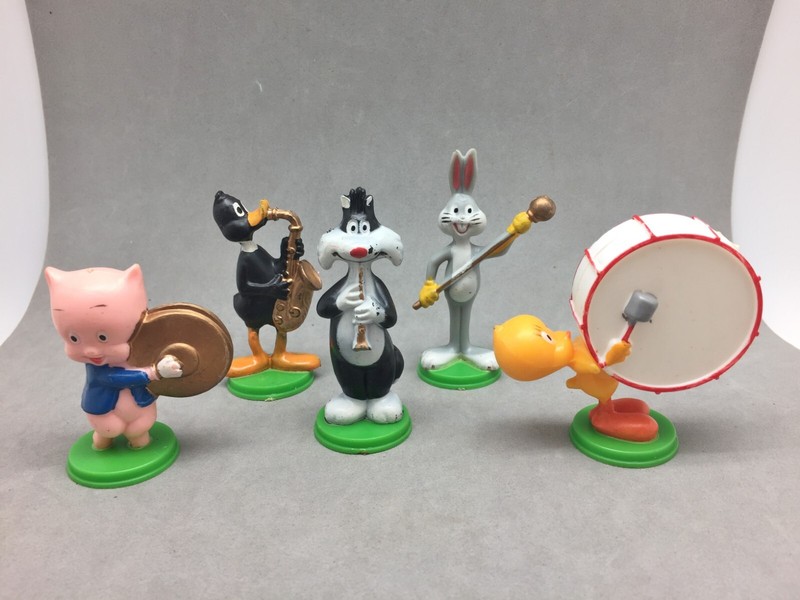 Wilton Cake Topper Set 5 Looney Tunes Vintage 1970 2.5″ Porky Tweety Bugs Daffy