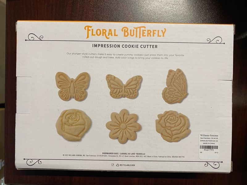 NEW Williams Sonoma Spring Floral Butterfly Impression Cookie Cutter Set= 6 NWT gallery