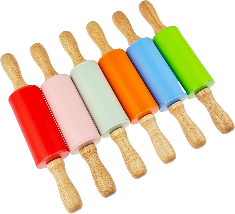 6 Pack Small Rolling Pin for Kids, Kids Rolling Pin for Home Kitchen (6 Colors) gallery