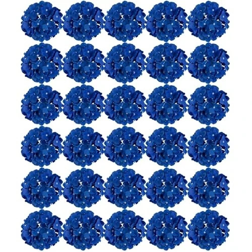 Silk Hydrangea Heads 30 Pcs Artificial Flowers Only Heads No Stems Dark Blue