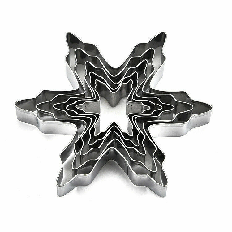 Kitchen Craft Stainless Steel Snowflake Shape Biscuit & Cookie Cutters Set Of 5