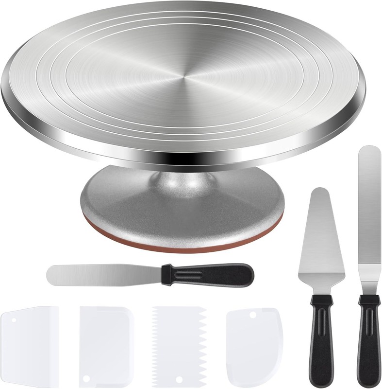 12in Puroma Aluminum Cake Turntable Spatulas Icing Combs Decor Kit