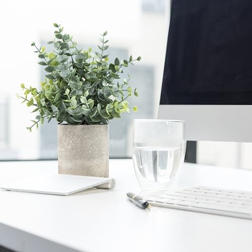 Pack Small Fake Plants Eucalyptus Potted Artificial Plants 2 Sage Green-small gallery